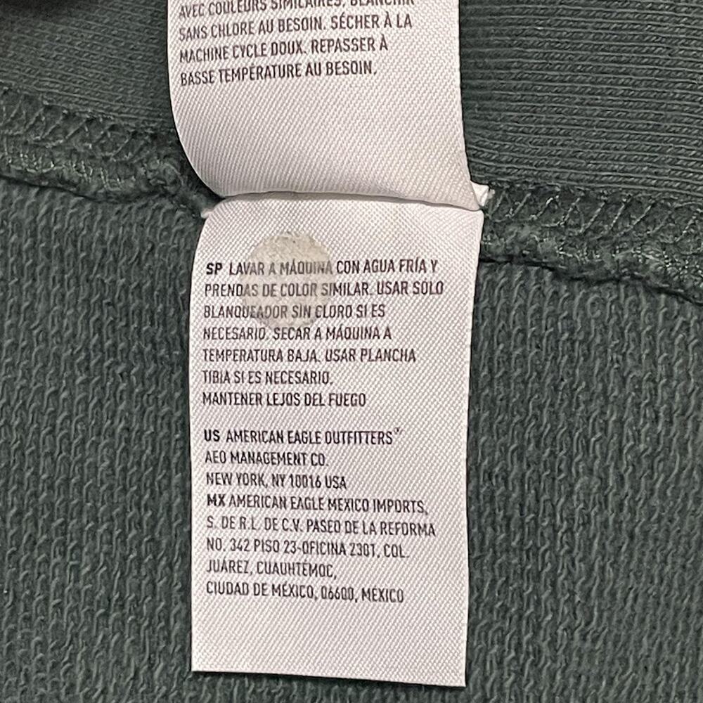 American Eagle Sweatshirt Mens M Green Pullover Fleece Crewneck Pockets Logo - Picture 8 of 12
